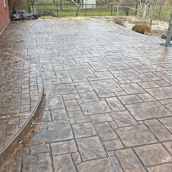 Stamped concrete after restoration