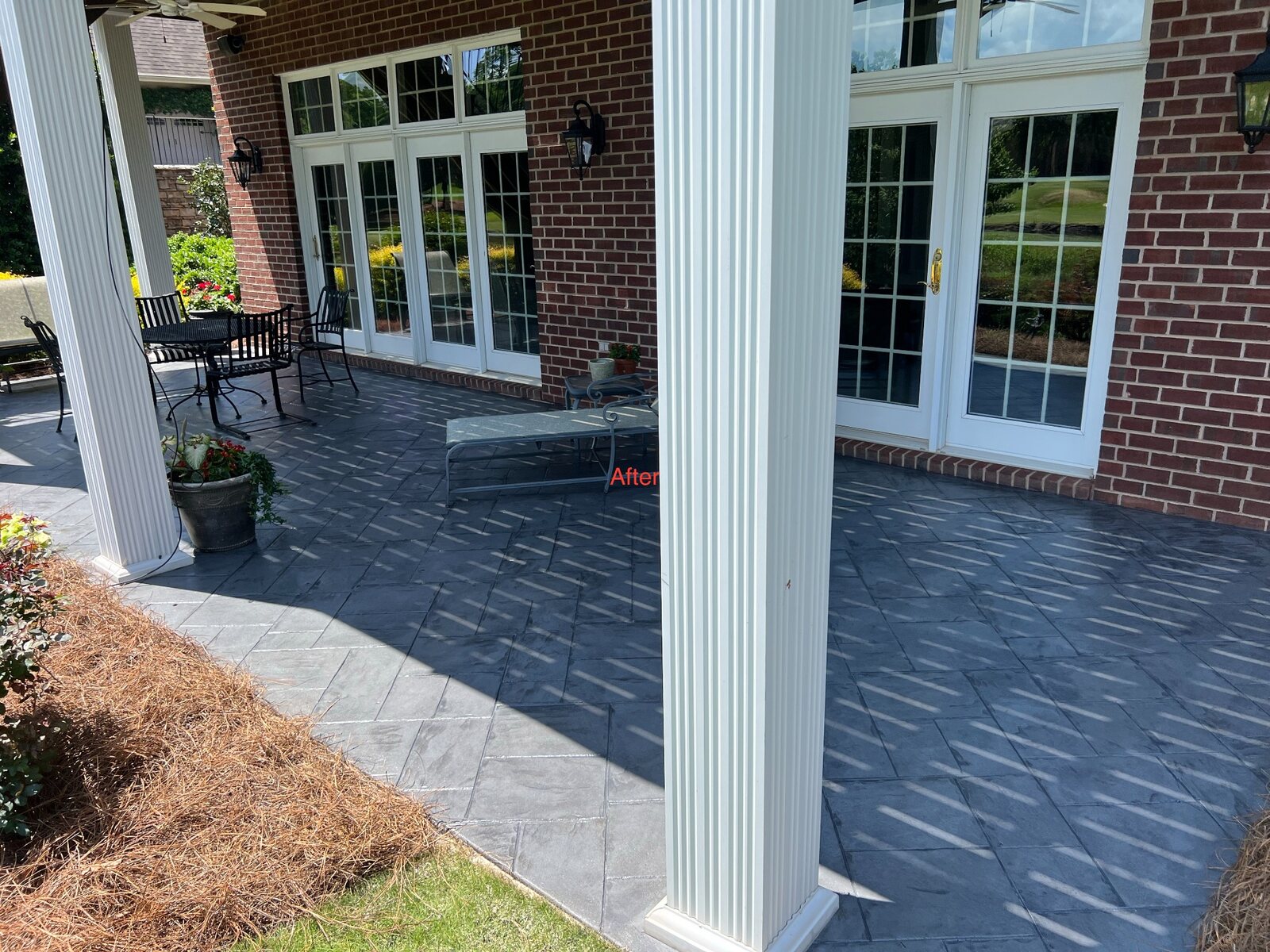 Sealed stamped concrete finish